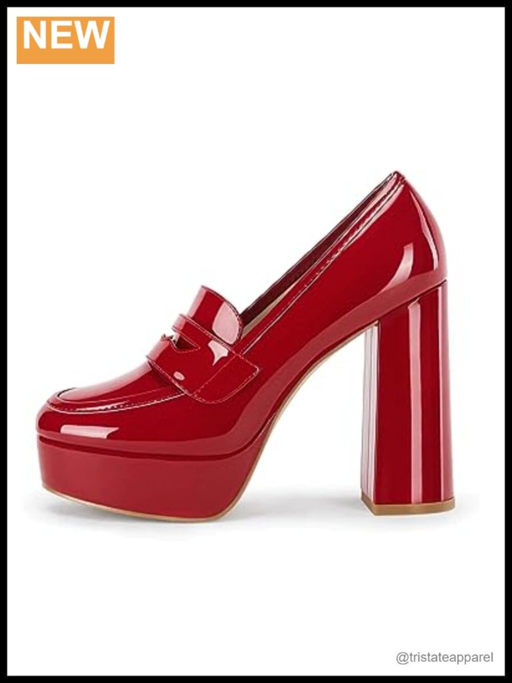 Platform Heels Loafers Chunky High Heel Closed Toe Patent Leather Penny Loafer